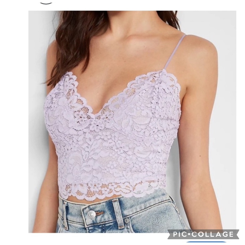 EXPRESS ALLOVER LACE CROPPED CAMI